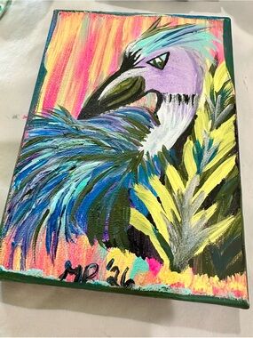 Vibrant Tropical Bird Acrylic Painting